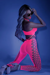 Own The Night Cropped Cutout Halter Bodystocking - FL-GL2109 by Fantasy Lingerie